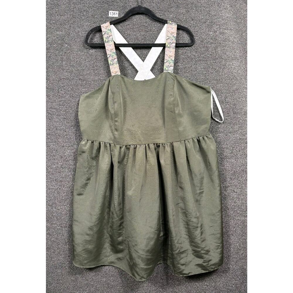 Olive Green Sundress with Floral Straps - Women